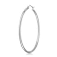 thumbnail image 5 of Wellingsale 2mm 925 Sterling Silver Hinged Polished Hoop Earrings - 45mm Diameter, 5 of 7