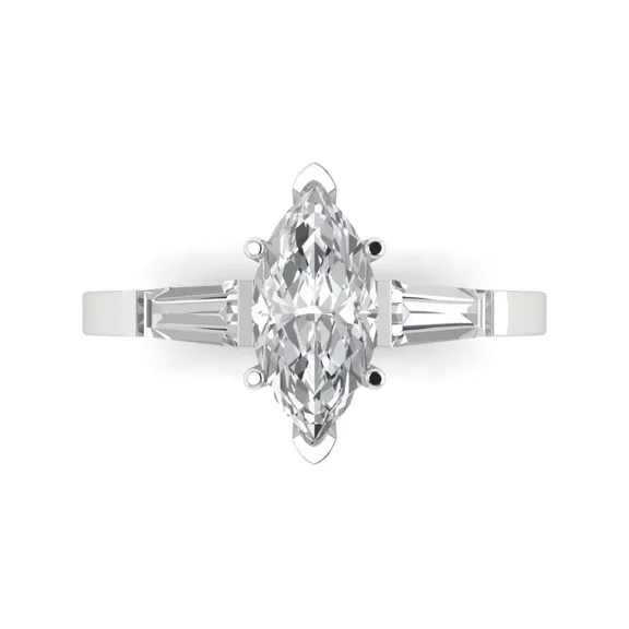 justforyoujewels 2.00ct Marquise Baguette Cut 3-Stone Women's Engagement Promise Ring in 14k White Gold
