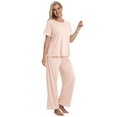 thumbnail image 4 of DAKIMOE Womens Pajama Sets Pajamas for Women Set Capri Sleepwear Short Sleeve Two-Piece Pjs Tops & Long Pants Casual Prints Lounge Sets for Women S-2XL, 4 of 8