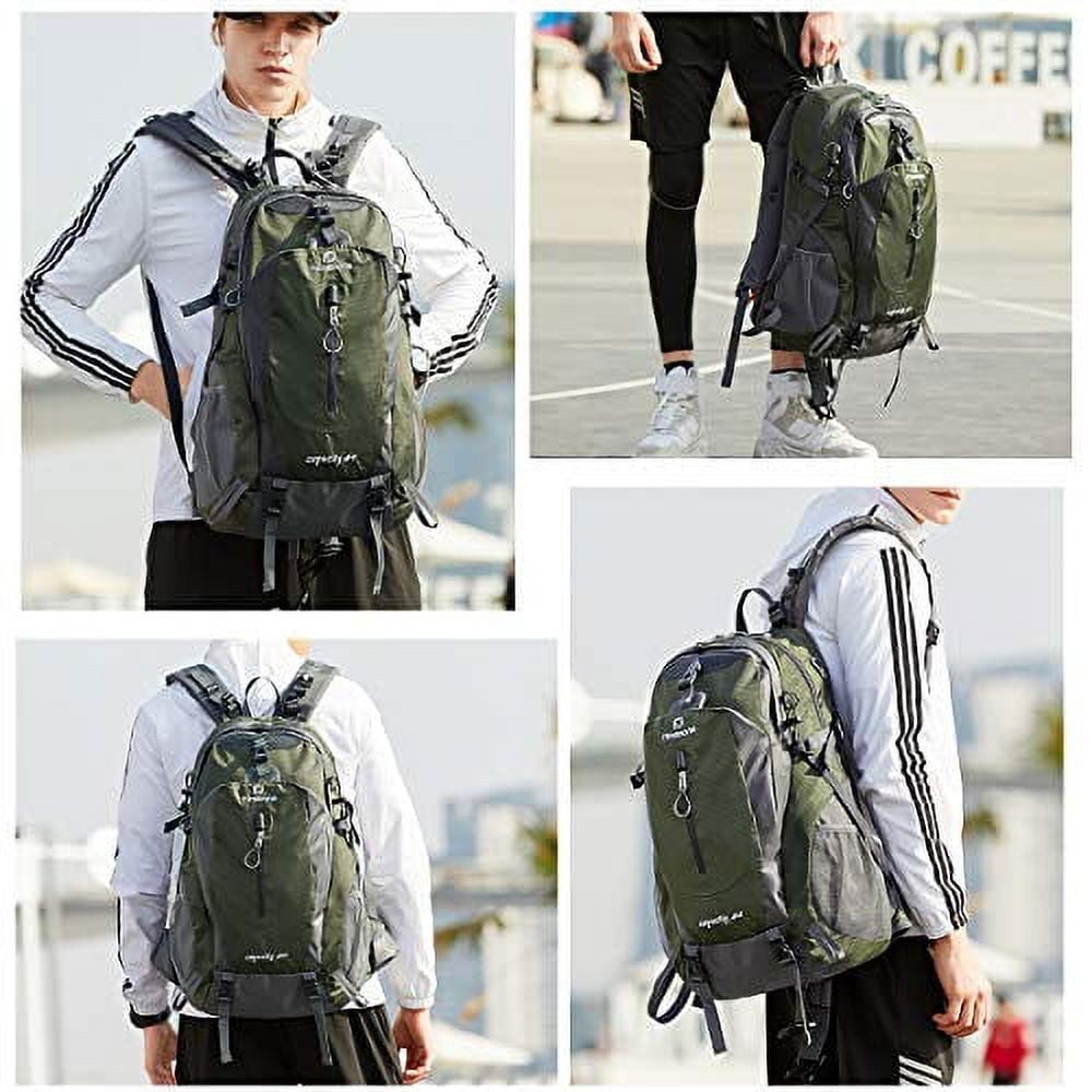 FENGDONG 50L Expandable Hiking Backpack - Waterproof, Lightweight, With Shoe Compartment, Blue - View #8