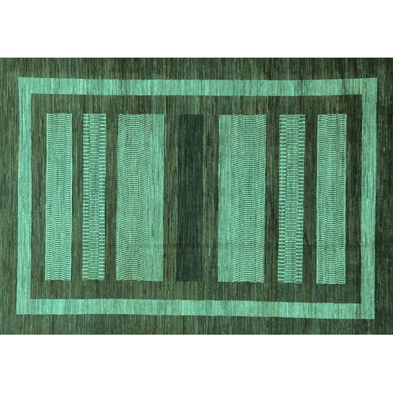 Ahgly Company Machine Washable Indoor Rectangle Abstract Turquoise Blue Modern Area Rugs, 5' x 8'