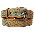 thumbnail image 2 of 37-38  Western 1-1/2" Wide Flower Tooled Patina Finish Leather Belt 2667RS, 2 of 2