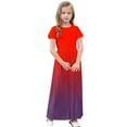 thumbnail image 5 of ATOGUTA Girls School Dresses Short Sleeve Stretchy A-Line Sundress Casual Gradient Long Dresses Red, Size 4-14 Years, 5 of 6