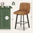 thumbnail image 2 of Swivel Counter Height Bar Stools Set of 2, 26''H Upholstered Barstools with Backs, Modern Bar Stool Chairs for Kitchen Island, Metal Legs, Faux Leather, Whiskey Brown Stools Counter Chair, 2 of 9