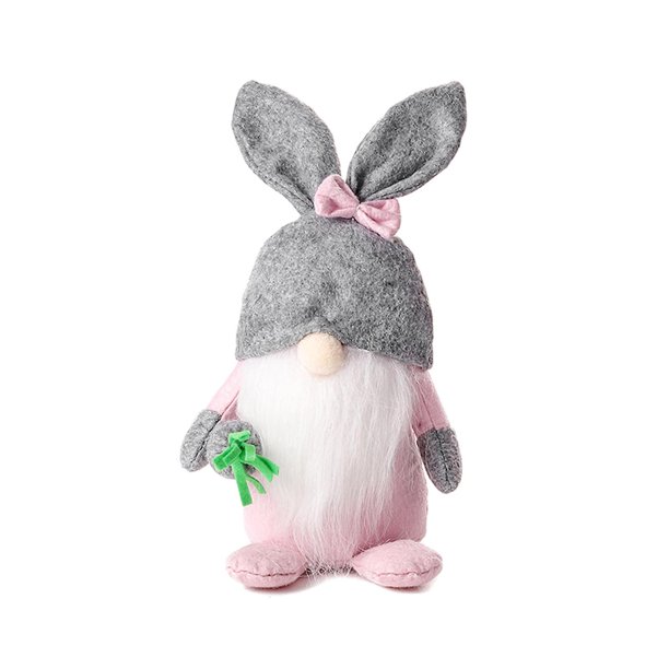 US Gnomo de peluche de conejito de Pascua para muñeca, lindos gnomos de conejo de pie, patas largas de felpa
