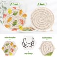thumbnail image 4 of Yayeee 6 PCS Drink Coasters with Holder Set Woven Absorbent Round Tabletop Hot Pad, Pink Colorful Leaves, 4 of 7