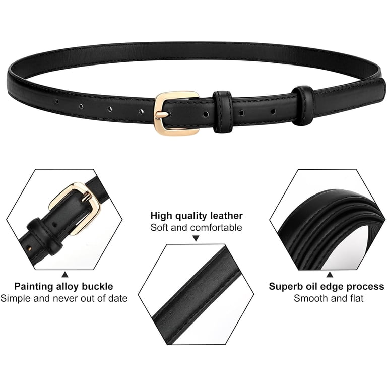 Women Leather Thin Belt for Dress Jeans Skinny Waist Belt  display picture 1