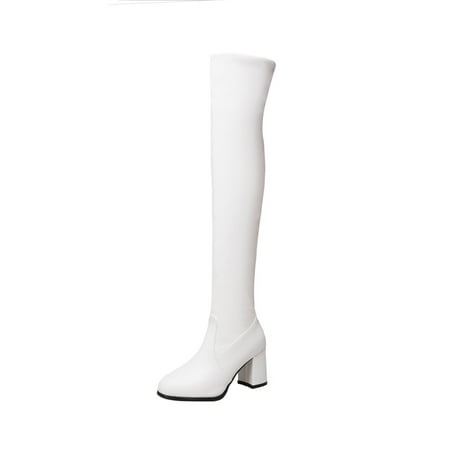 

Fesfesfes Womens Boots Are Thin Round Toe Thick High Heel Over The Knee High US:5.5(36)