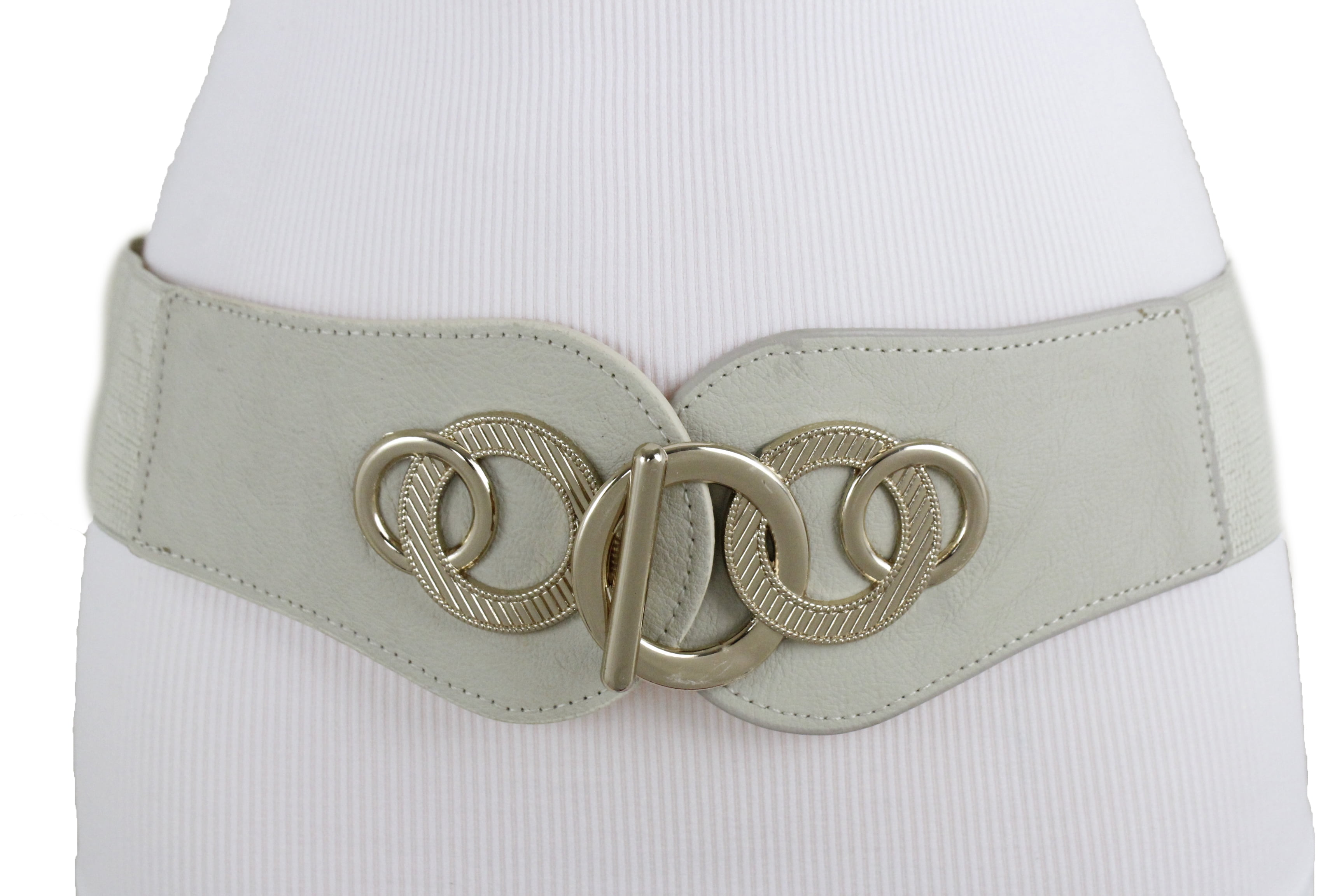 Elastic Band Fashion Belt Gold Buckle 