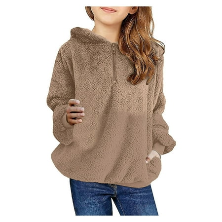 

KI-8jcuD Toddler Girl Clothes Summer Size 5 Girls Sweatshirt Coat Wool Warm Clothes Outwear Cotton Pockets Winter Coat Hooded Zipper Kids Children Girls Tops Tees Girls Cute Shirts For 11 Year Old G