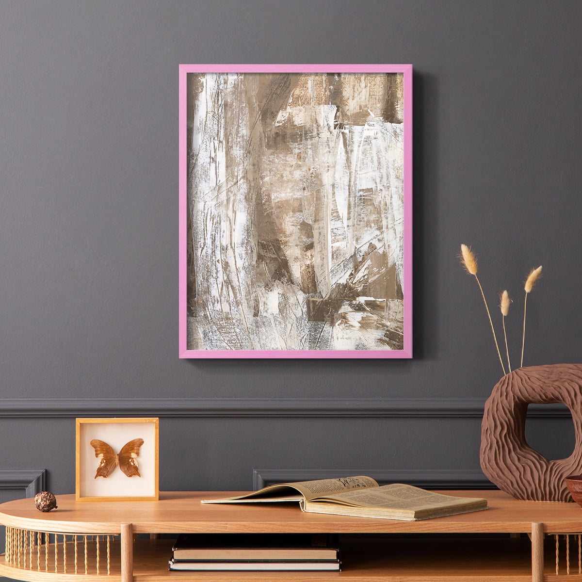 Bronzed I Framed Print in Pink Solid Wood Framed Print No Nail Hanging