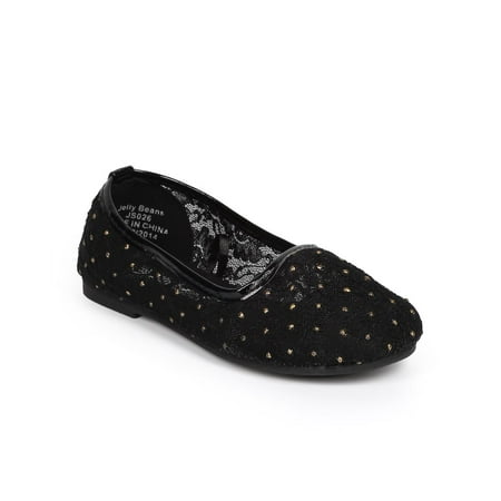 

Jelly Bean Honor New Fabric Lace Stud Floral Decor Ballerina Flat (Toddler/Girl)