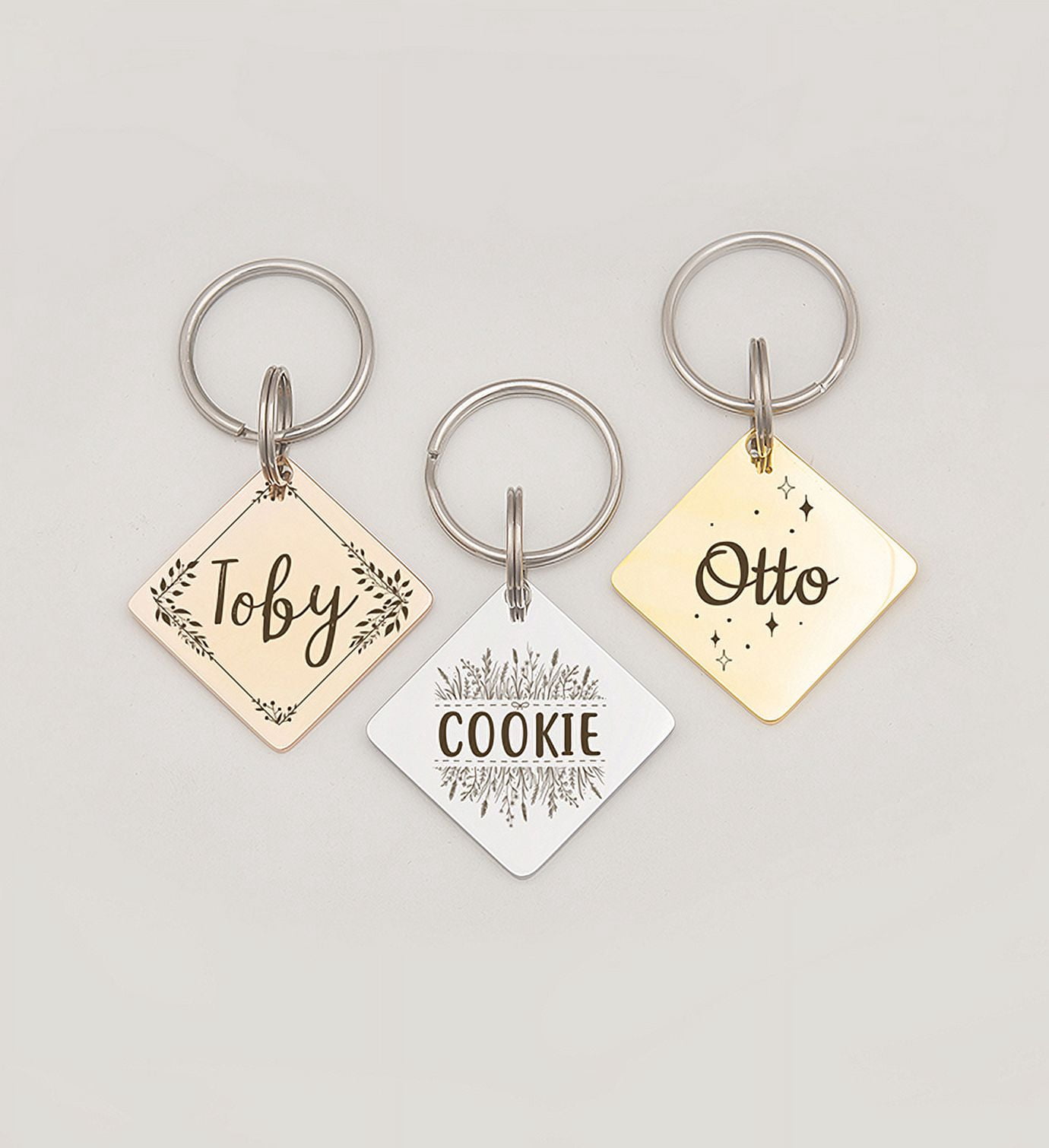 Anavia Stainless Steel Double Sided Diamond Name - Frame Engraved Dog & Cat ID Tag, Silver, L
