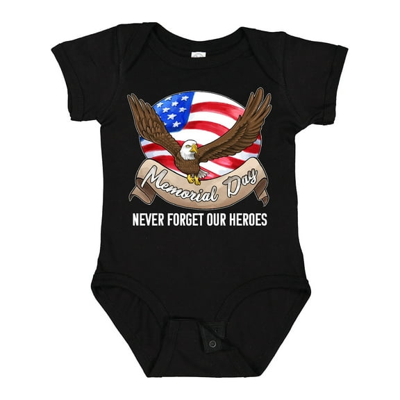 Inktastic Memorial Day- Never Forget Our Heroes- Bald Eagle Boys or Girls Baby Bodysuit