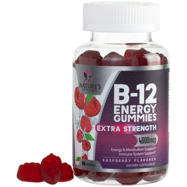 Nature's Nutrition Vitamin B12 Gummies 4500mcg, High Absorption Vitamin