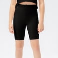 thumbnail image 4 of Girls Tight-Fit Knee-Length Shorts, High-Waist Yoga Running Shorts for Kids, Breathable Dance Training Capri Leggings, Quick-Dry Workout Shorts for Age 5-13 Black 120, 4 of 9