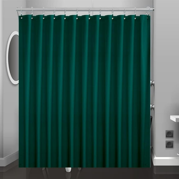 AUR Dark Green Plastic Shower Curtain Or Liner, 72x72 Inch Lightweight Plastic Bathroom Shower Showroom Inner Curtain with Rustproof Metal Grommet Holes and Weighted Magnets