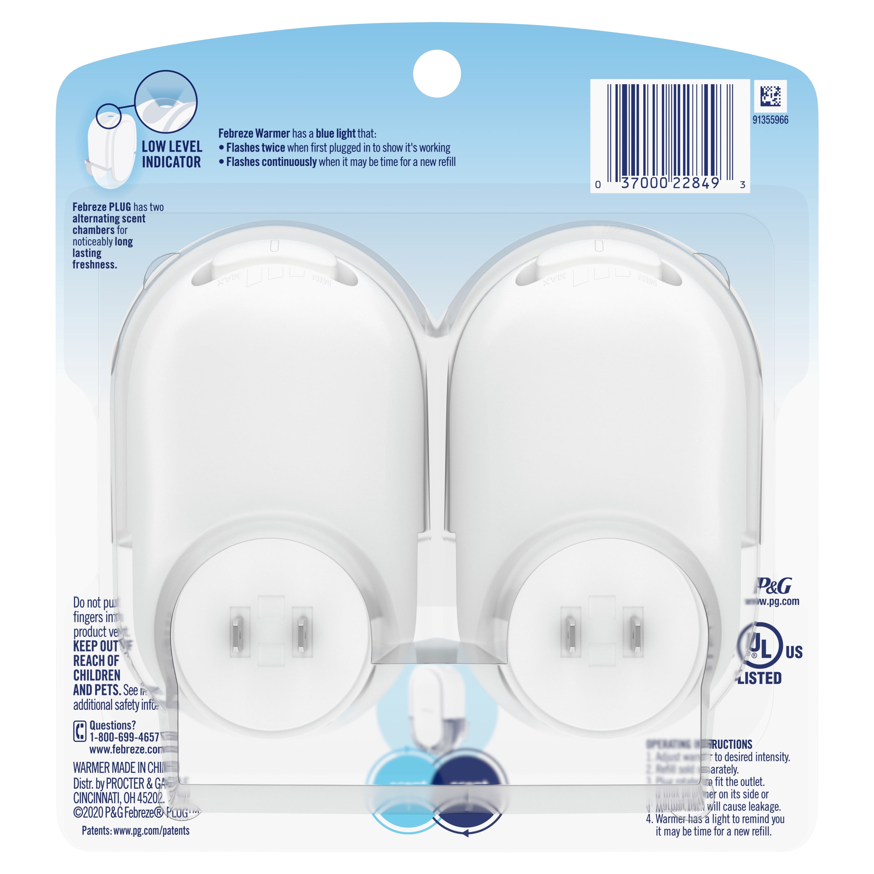 Febreze Plug In Air Freshener Odor-Fighting Scented Oil Warmer, 2 Count