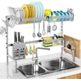 thumbnail image 1 of HAHDAXIA 304 Stainless Steel Over The Sink Dish Drying Rack Length Adjustable Dish Drainer Full Set Dish Rack for Kitchen Sink Organizer Space Saver - Silver, 1 of 7