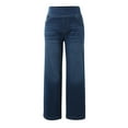 thumbnail image 4 of MIXUE Jeans For Women Solid Color Pull On Wide Leg High Waisted Stretchy Baggy Trendy Straight Leg Denim Pants Trousers Holiday Wear,Blue,M, 4 of 8