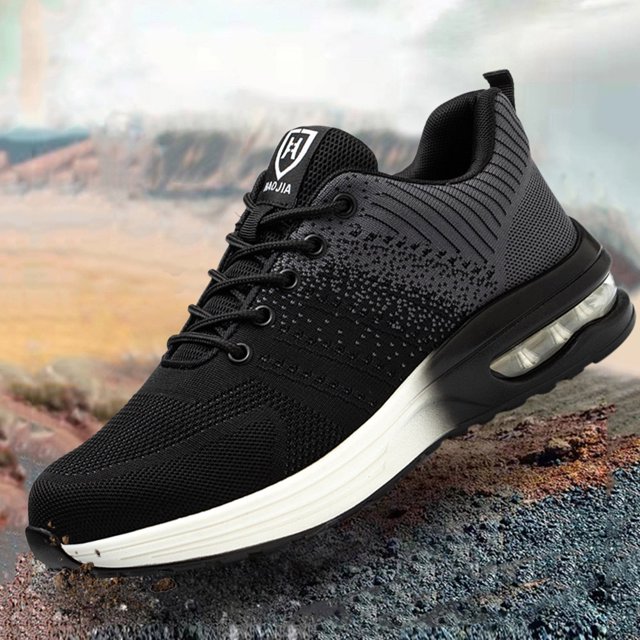 Zapatos de trabajo unisex Zapatos deportivas transpirables con punta de acero (42 Black Grey) Ehuebsd Tenis De Mujer Tenis De Hombre