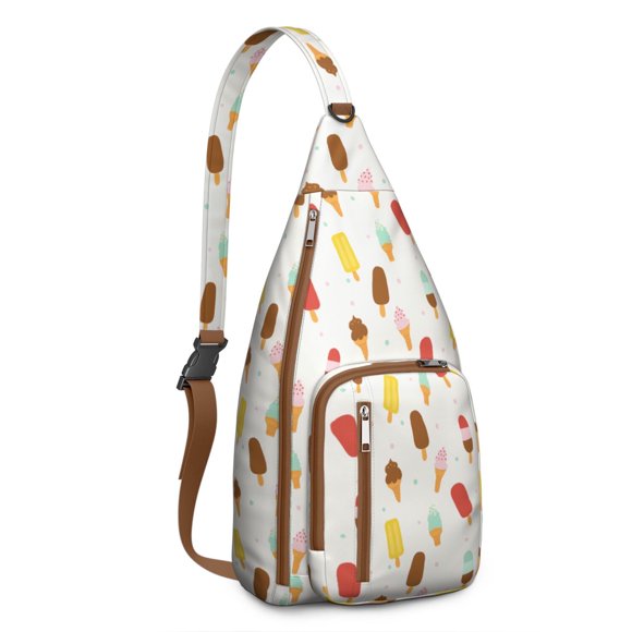 Sac à Dos à Bretelles Sweet Friandises – Sac Bandoulière Imprimé Crème Glacée Amusant pour l'Été, Pack Multifonctionnel pour Courses et Aventures en Plein Air