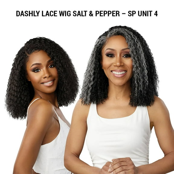 Ebo Dashly Synthetic Lace Front Wig Salt & Pepper SP Lace Unit 4 Tight Crimp Curl 13” ( M44 )