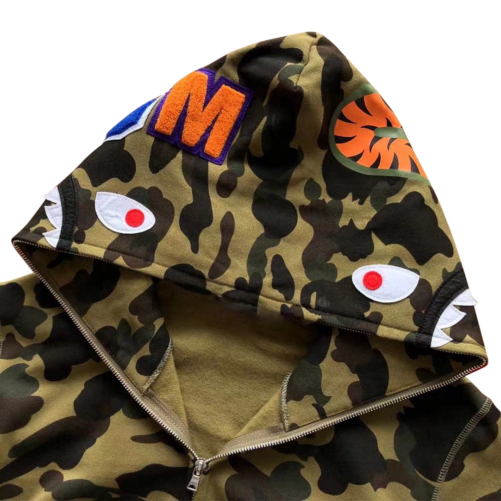  Dnzzs Shark Hoodie Ape for Men Fashion Shark Mouth Camo Jacket  Men's Full Zip Up Hoodie Hip Hop Tops Coat Streetwear : Clothing, Shoes &  Jewelry