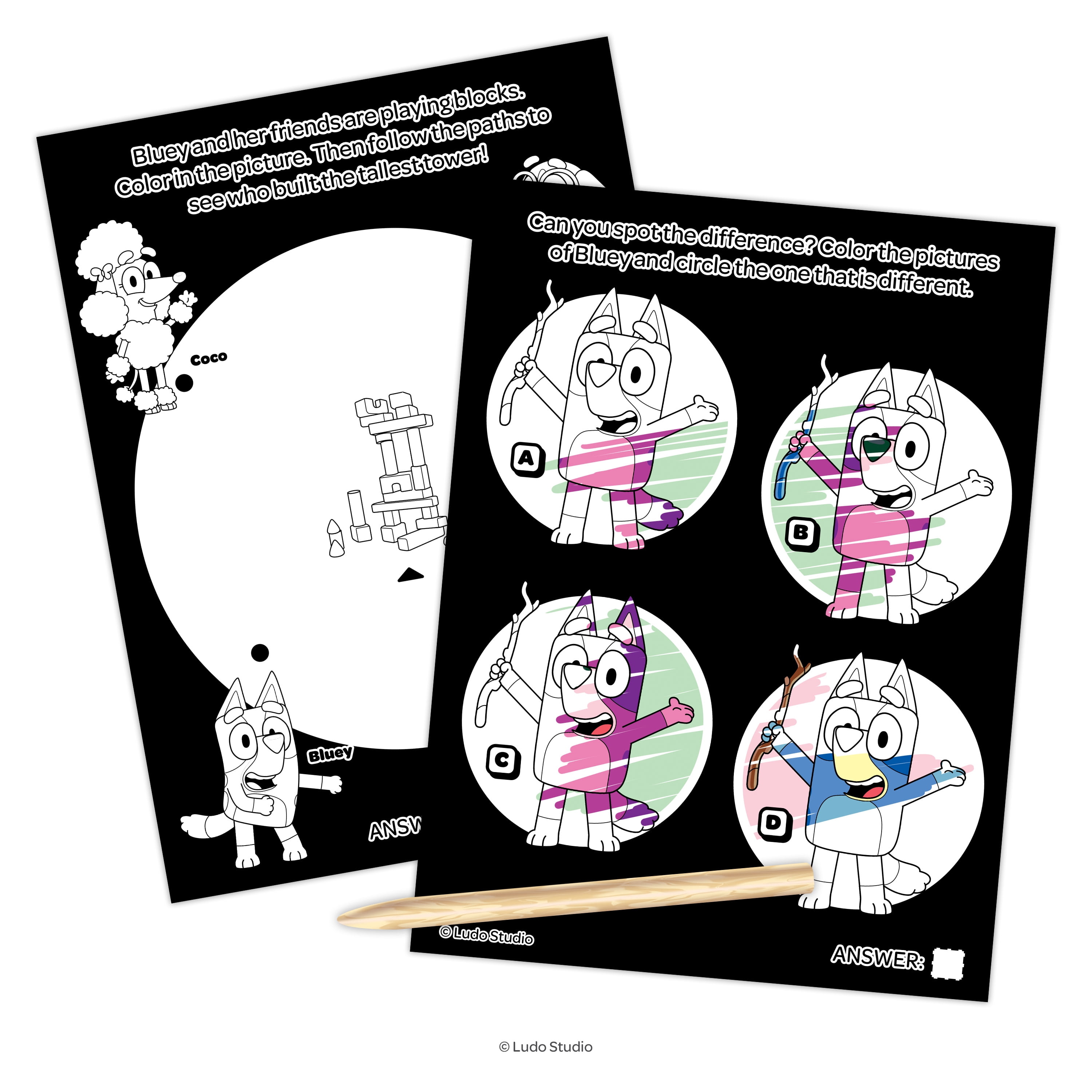 Bluey 12-Page Imagine Ink Rub and Reveal Game Book