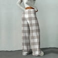 thumbnail image 4 of Hearthz Flannel Fuzzy Pajama Pants Plaid Fuzzy Fleece Cozy Elastic Waist Wide Leg Sleep Pants with Pockets Fall Winter Warm Pj Soft Sleep Bottoms, 4 of 6