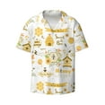 thumbnail image 2 of Lsque Farm Bee Cute Honey print Men's Cuban Collar Short Sleeve Shirt Summer Beachwear Casual Button Down Fashionable Vacation Leisure Shirt-Medium, 2 of 7