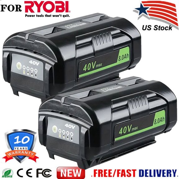 2Pack 8.0Ah op4060a for ryobi 40v battery lithium ion op4040 op4026a op4060
