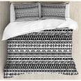 thumbnail image 3 of Striped Twin Size Duvet Cover Set, Trippy Mystic Aztec Culture Figure Antique Aged Folk Old Bohemian Print, Decorative 2 Piece Bedding Set with 1 Pillow Sham, Black White, by Ambesonne, 3 of 3