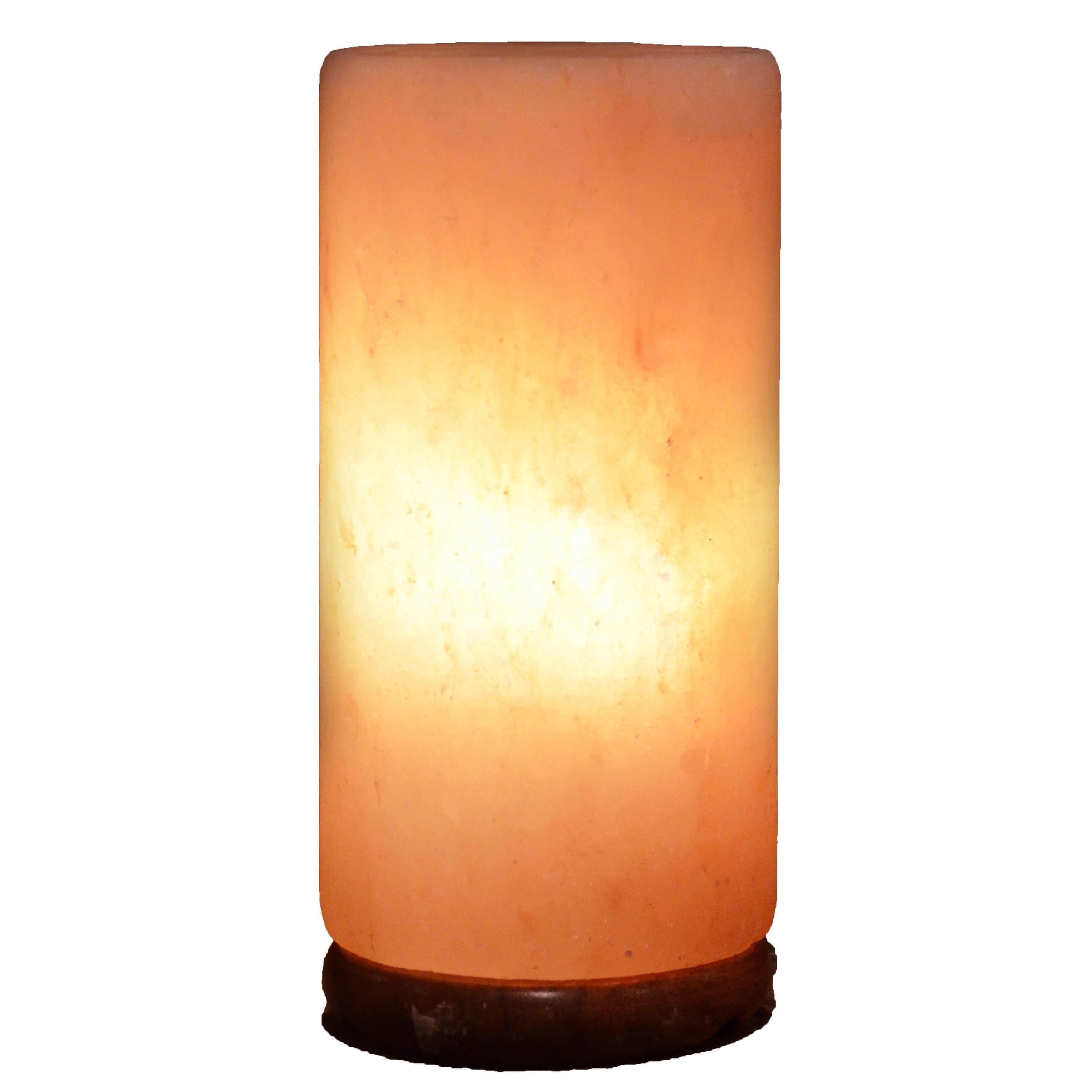 Deluxe Comfort Cylinder Natural Salt Lamp with Wood Base