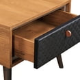 thumbnail image 5 of Coco Rustic Single Drawer Oak Wood and Leather Nightstand, 5 of 6