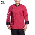 thumbnail image 2 of Chaqueta de chef unisex-adulto de manga larga de manga larga tela de algodón para hombre chaqueta de trabajo para hombre para otoño e invierno Hotel Red XL kenally LF000335-13, 2 of 7