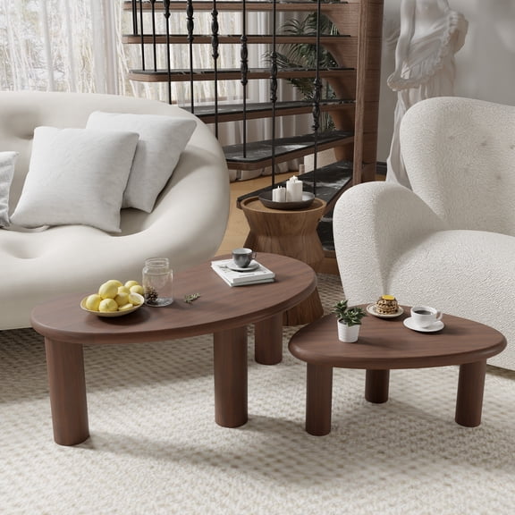 MAYEERTY 34" × 25" × 13" Wooden Coffee Table, Walnut