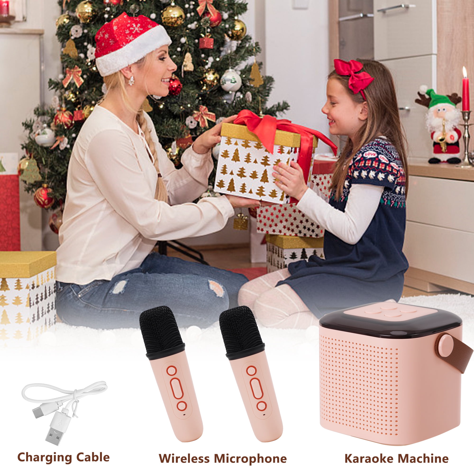 Portable Karaoke Machine Mini Bluetooth Speaker with Microphone Led Lights Karaoke Gifts