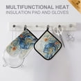thumbnail image 3 of 2 PCS Oven Baking Gloves Set Heat Resistant Oven Mitt & Pot Holder Set Cooking Mitts Kitchen Home Supplies Blue Crab and Shells, 3 of 5