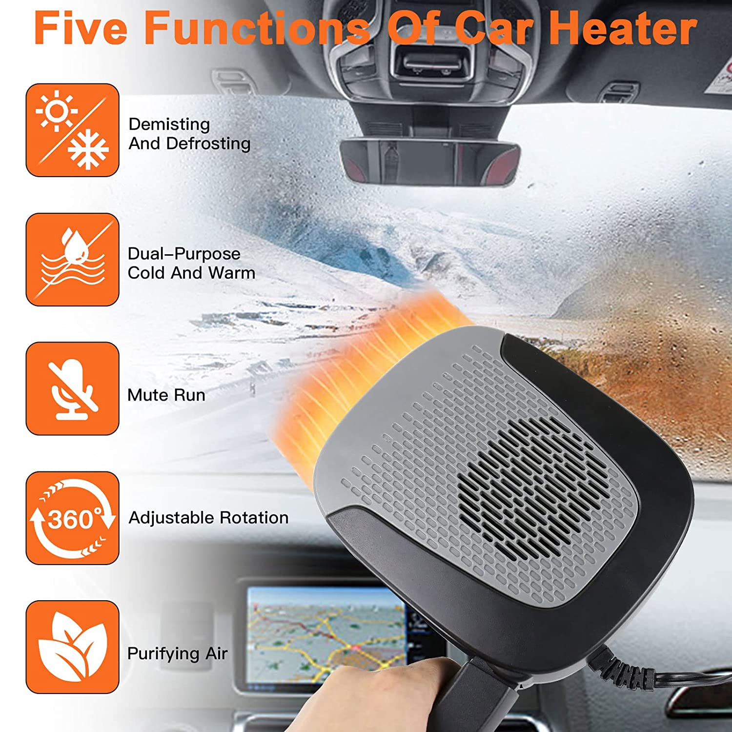 MKING 150W 12V Portable Car Heater Automotive Decorative Interior Hardware & Accessories, Black