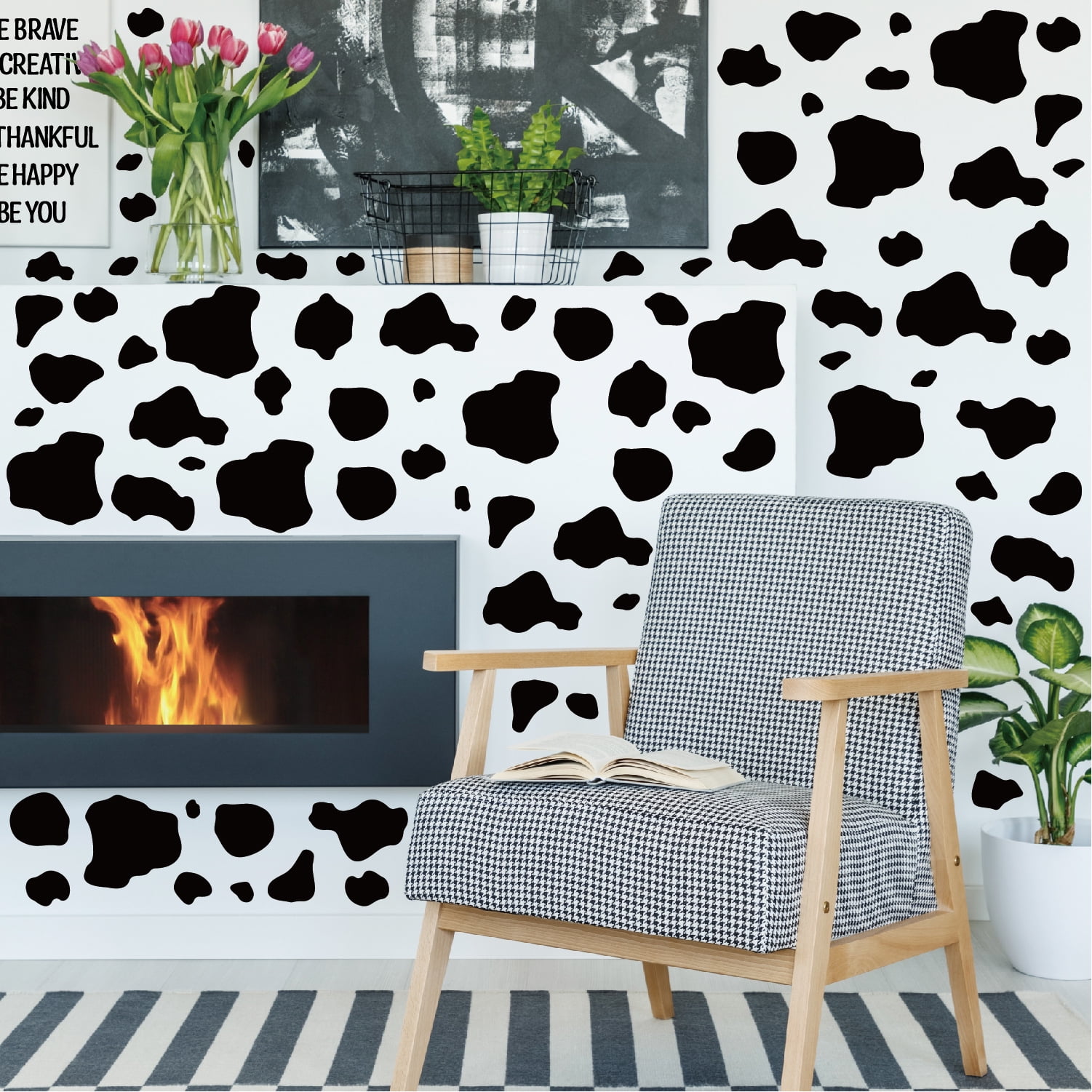 140 Pcs Irregular Black Geometric Abstraction Decal Removable Wall Stickers Vinyl Peel and Stick Bedroom Living Room Decor