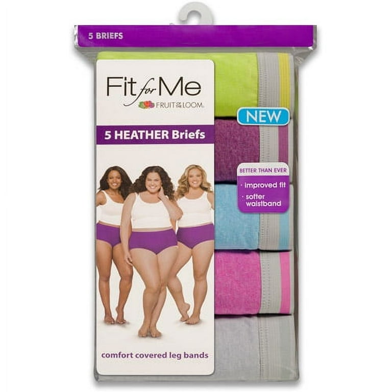 Fit for Me by Fruit of the Loom Women's Plus Assorted Heather Brief Panties  - 5 Pack