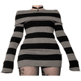 thumbnail image 3 of Robe Gothique Femme Punk Épaules Dénudées Robe Rayée Tricotée Y2k Robe Grunge Fée Halloween Vêtements Dark Academia, 3 of 5