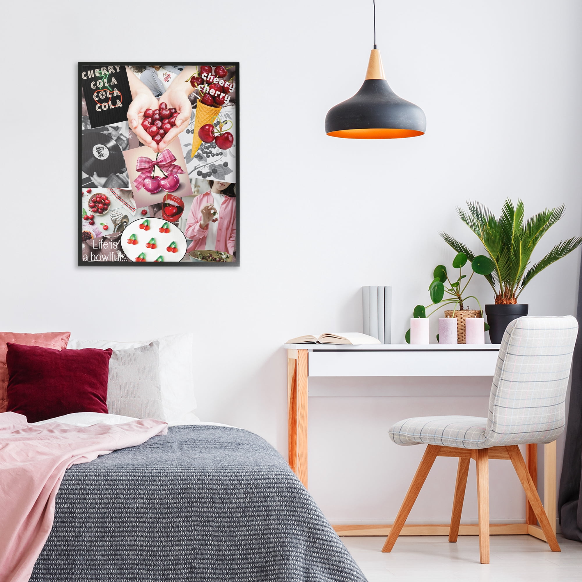 Stupell Industries Retro Cherry Mood Board Black Framed Giclee Art, design by Grotto Studios