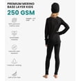 thumbnail image 3 of Merino.tech Kids' Merino Wool Base Layer Set with Cuff Beanie, Charcoal Gray, Size L, 3 of 9
