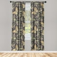thumbnail image 3 of Ambesonne Spring Curtains, Moths Flowers Butterflies, Pair of 28"x84", Dark Eggshell Peach and Ecru, 3 of 5
