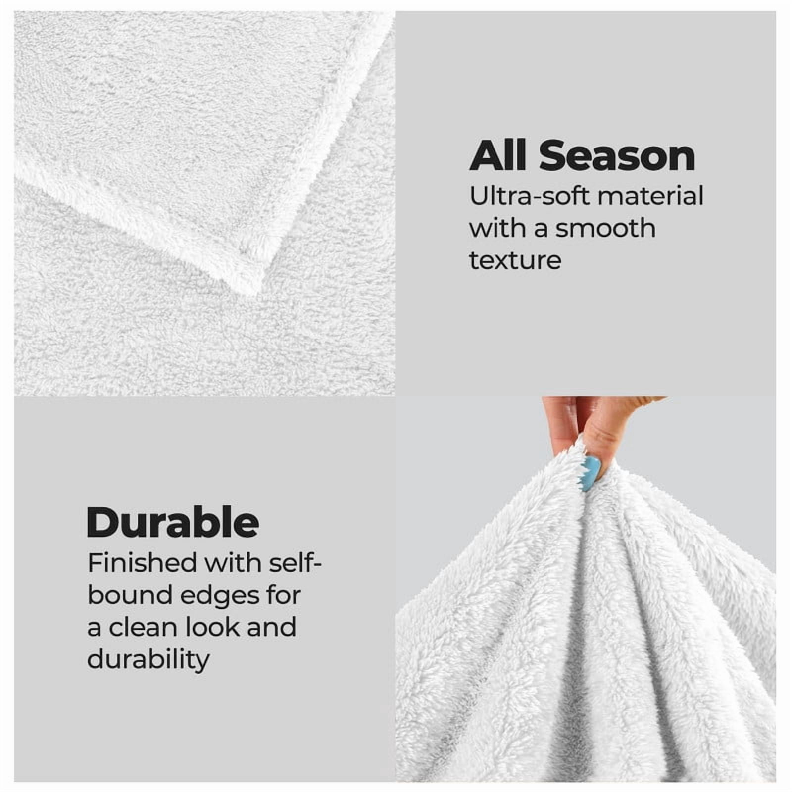 Superior Super Soft Plush Fleece Blanket 90" x 106", Bed & Couch Blankets, King, White