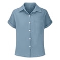 thumbnail image 6 of YUQIN Girl's Tops Classic Solid Color Short Sleeve Shirts For Girls Button Down Shirt Casual Blouse Everyday Solid Color Fashion Top Trendy Tee Blouse, 6 of 6