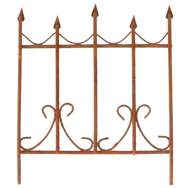 MasteelfCA 1PC Mini House Fence Decor Retro Wrought Iron Mini Fence Decoration(Light Brown)