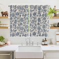 thumbnail image 2 of Light Blue Floral Kitchen Curtains 63 Inch Length, Rustic Vintage Flowers Botanical Spring Grommet Top Bedroom Living Room Curtains, Light Filtering Cafe Curtain Drapes 2 Panels Set 104''x63'', 2 of 9